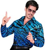 WIDMANN Chemise à paillettes vagues bleues homme