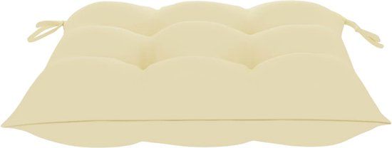 vidaXL Set van 4 klapstoelen met kussens, massief acaciahout, crème