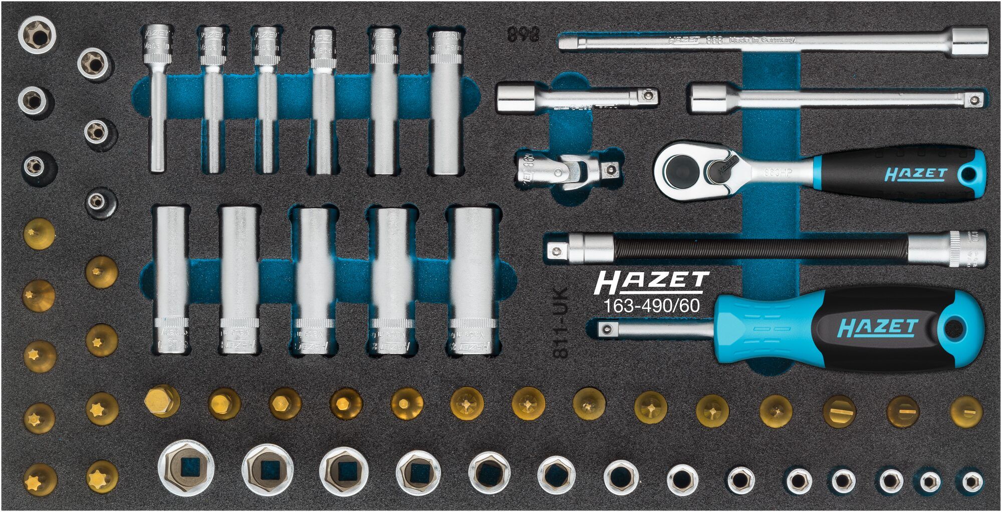 HAZET Dopsleutelset | 1/4 inch (6,3 mm) vierkant hol | Buiten-TORX®-profiel, Buiten-zeskant-tractieprofiel, Binnen-TORX®-profiel