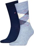 Tommy Hilfiger Sock Check (2-pack) - heren sokken - blauw geruit