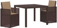 vidaXL Tuin Eettafel Set 3-delig Bruin en Taupe PP