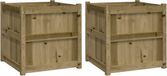 vidaXL Jardinières - 2 pièces - Bois imprégné - Brun