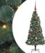 vidaXL Kunstmatige voorverlichte kerstboom met ballenset groen 120 cm