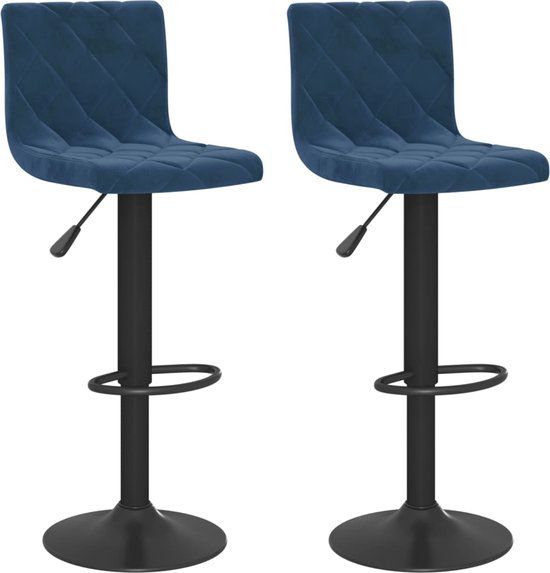 vidaXL Barkrukken 2 st fluweel blauw