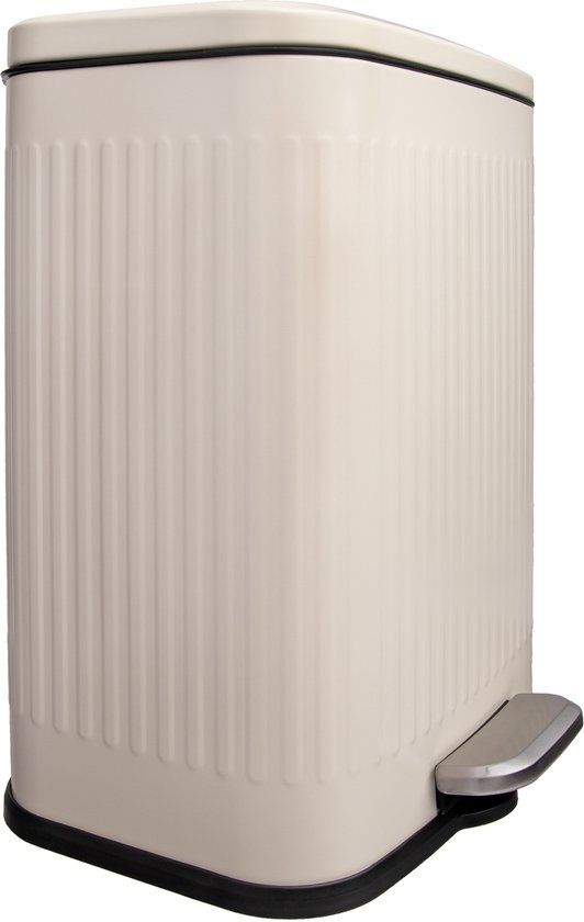 QUVIO Prullenbak 13 L - Rechthoekig afgerond - Metaal - Beige