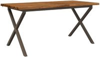 vidaXL Table de salle à manger avec bord live 160 x 80 x 75 cm Bois Naturel/Café