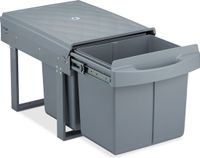 Relaxdays Inbouwprullenbak - 2 Vakken - 2 x 15 L - Grijs