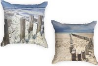 Ulticool Kussenhoes 45x45 cm Set van 2 Buitenkussens Waterbestendig - Wasbaar - Blauw Wit
