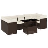 vidaXL 8-delige Loungeset met kussens, polyrattan, bruin