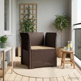 vidaXL Eén-zits Fauteuil met Kussen Rieten Look PP Bruin
