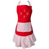 DII 100% katoen, ruche keuken-kokschort, verstelbare nek- en taillebanden, voorvak, perfect voor koken, bakken, knutselen en meer geslagen liefde