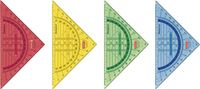 Brunnen 104975801 Geometrie-driehoek/geodriehoek voor school en kantoor, 16 cm, met handgreep, onbreekbaar, 4 verschillende kleuren