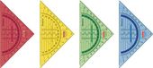 Brunnen 104975801 Geometrie-driehoek/geodriehoek voor school en kantoor, 16 cm, met handgreep, onbreekbaar, 4 verschillende kleuren