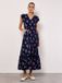 Apricot Maxi-jurk met botanische motieven