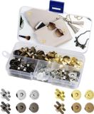 Merkloos 32-delige Magnetische Drukknoopset, 18mm/14mm Magnetische Knopen in 4 Kleuren voor Handwerk, Tassen en Leerbewerking