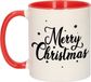 Bellatio Decorations Kerstmok rood Merry Christmas met sterren - 300 ml - keramiek - koffiemok / theebeker - Kerstmis - kerstcadeau / kerstpakket