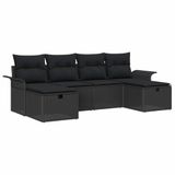 vidaXL - Tuinbank - Set - 6 - st - Zwart - poly - rattan