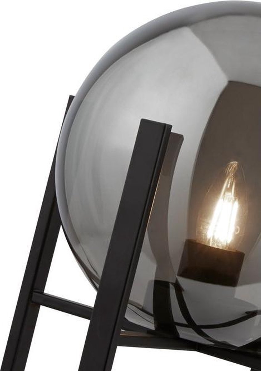 Searchlight Oldham Tafellamp mat zwart met smoke glas - Modern - -