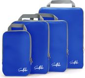 Sunflake Packing Cubes met Compressierits - Set van 4 Compressie Cubes voor Koffer - Blauw
