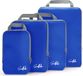Sunflake Packing Cubes met Compressierits - Set van 4 Compressie Cubes voor Koffer - Blauw