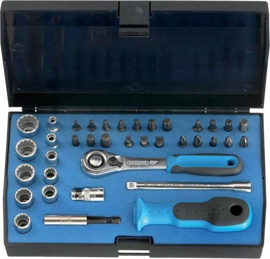 Gedore dopsleutelset 1/4\" 37-delig - Inclusief koffer en tas