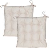 Anna's Collection Stoelkussen gewatteerd - 2x - zand/beige - 38 x 38 cm