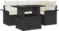 vidaXL - Tuinbank - Set - 5 - st - Zwart - Poly - Riet