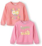 Minoti sweater meisjes 2-pack met bloemenprint - katoen - koraal