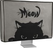 kwmobile beschermhoes monitor geschikt voor 27-28" Monitor - Computerscherm cover - Computer accessoires - PC scherm hoes in grijs / zwart - Kat Meow design