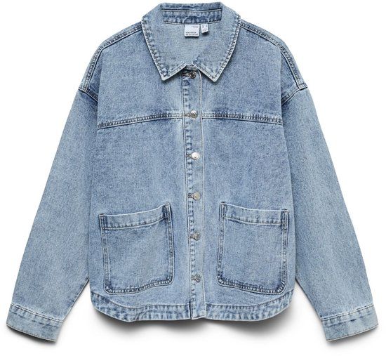 Vero Moda Vmjamie Ls Denim Shacket Mix Ga Noo 10331693 Light Blue Denim Women's Size - L