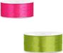 Bellatio Decorations 2x Rouleaux Ruban Satin Cadeau/Ruban Décoratif - 2.5 cm x 25 mètre - Rose et Vert