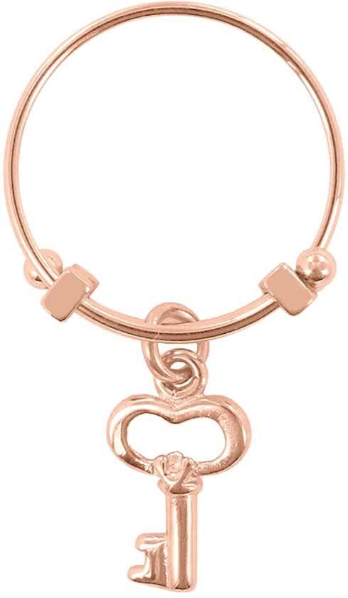 CO88 Collection 8CR-10002-54 - Stalen ring met hanger - sleutel - maat 54 - rosékleurig
