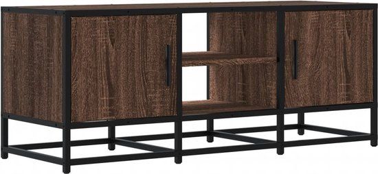 vidaXL Tv-meubel 100x35x41 cm bewerkt hout metaal bruin eikenkleur