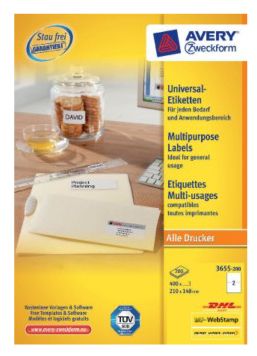 Avery 3655-200 - Etiketten - wit - papier