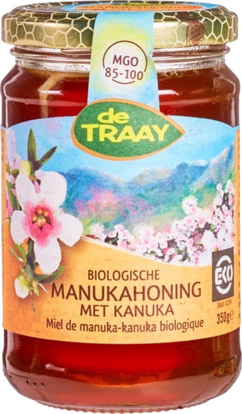 Biologische Manuka-Kanukahoning de Traay 350g (vloeibaar)