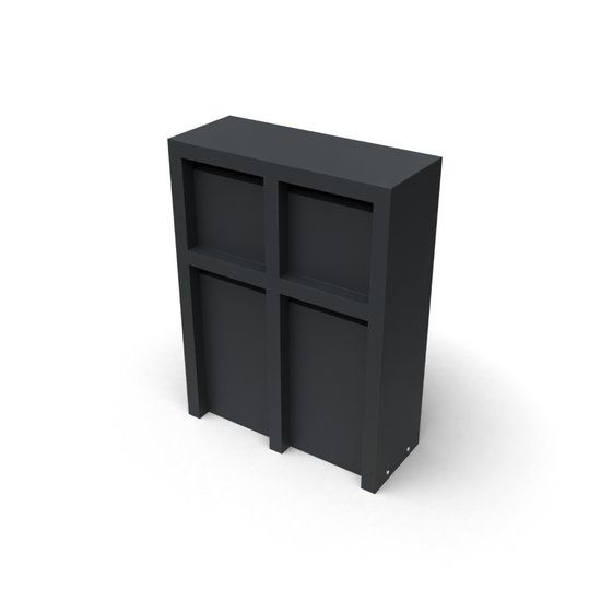 Merkloos Geroba Litru Quatro zwart Brievenbus met 4 bussen L75 x B30 x H100 cm