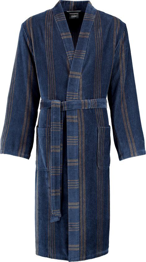 Luxe kimono heren - 100% premium katoen - blauw/bruin - maat 54