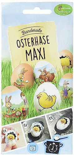 Heitmann Eierfarben Paashaas Maxi banner, 12 hulzen in 4 motieven, meerkleurig, 17 x 8 x 1 cm
