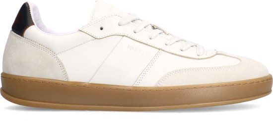 Manfield - Heren - Off white leren sneakers met suède details - Maat 41