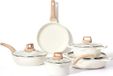 Merkloos Pannenset 9-delig, pan 24 cm, steelpan 1,5 l, pan 20,28 cm 2,3 l / 3,8 l, anti-aanbaklaag braadpan 24 cm coating met deksel, kookgereiset, inductiepan