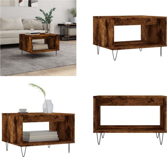 vidaXL Salontafel 60x50x40 cm bewerkt hout gerookt eikenkleurig