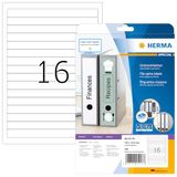 HERMA 5118 robuuste etiketten voor ringbanden A4 ondoor (192 x 16,9 mm, 25 velles, papier, mat) zelfklevend, bedrukbaar, permanente klevende kaartetiketten, 400 etiketten voor printer, wit