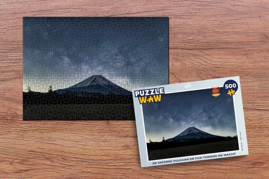 MuchoWow Puzzel De Japanse vulkaan de Fuji tijdens de nacht - Legpuzzel - Puzzel 500 stukjes