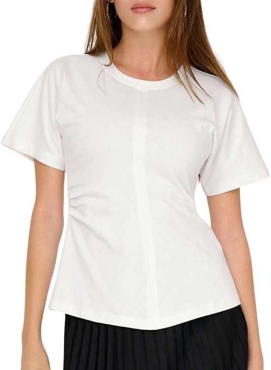 ONLY Onlmarie Life S/S Ruching Top JRS, Cloud Dancer, L