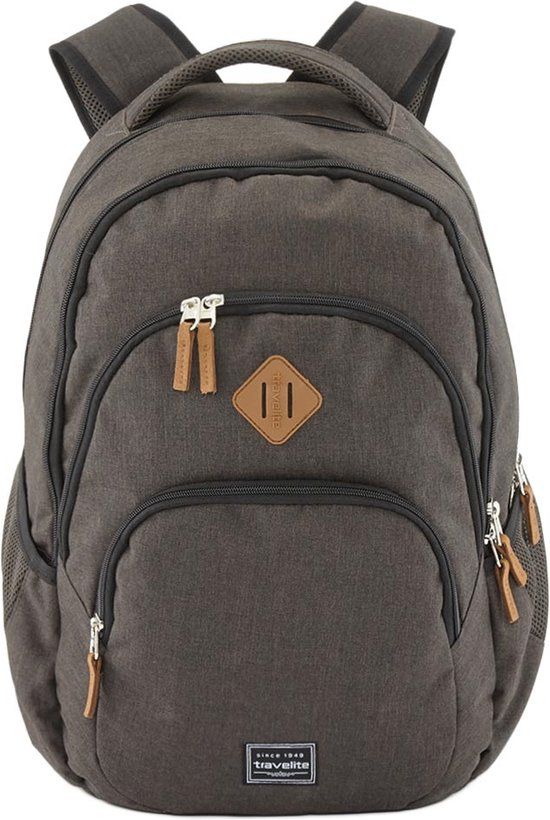 Travelite Basics Backpack Melange brown - 15 inch - Bruin