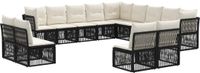 vidaXL Tuinbank - Set - 13 - st - Zwart - poly - rattan