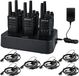 Retevis RT668B talkie-walkie, PMR446 radio with headset, USB-C, 16 channels, set of rechargeable talkie-walkies, suitable for security, with 6-way charger