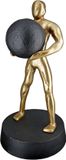 Rawa sculptuur strong man off the world 15x32x16 aluminium goud