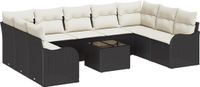 vidaXL Tuinbank - Set - 10 - st - Zwart - poly - rattan
