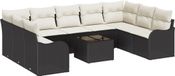 vidaXL Banc de jardin - Set - 10 - pièces - Noir - poly - rotin